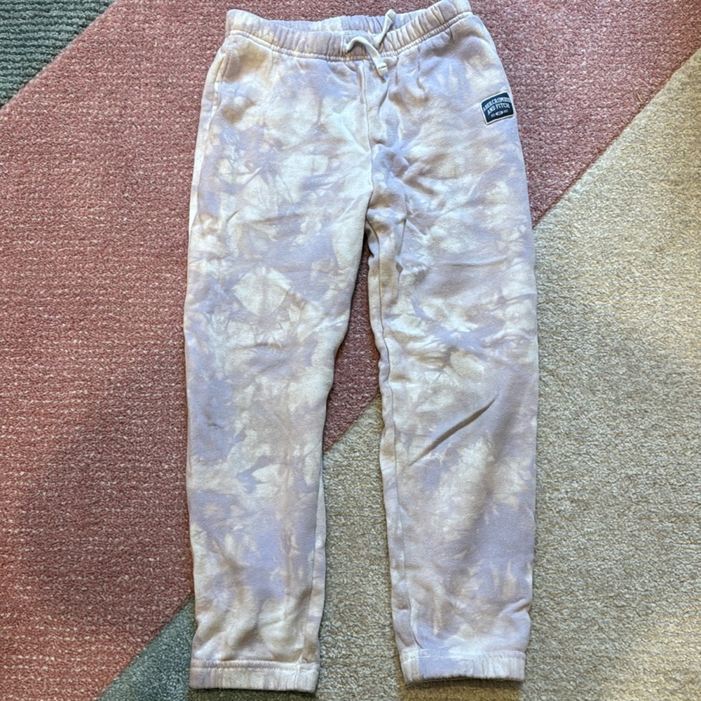 Abercrombie Kids pink/purple tie die drawstring sweatpants (7-8)